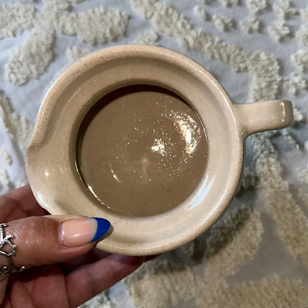Pottery Creamer Small Pitcher Heavy Blue Stripe Texas